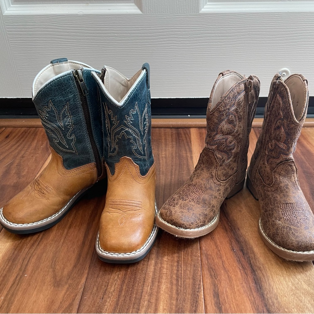 Two pairs of toddler boy western boots